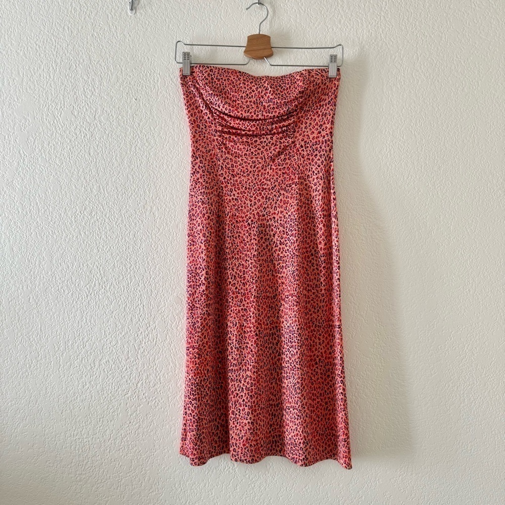 Diane Von Furstenberg 100% Silk Strapless animal leopard Dress